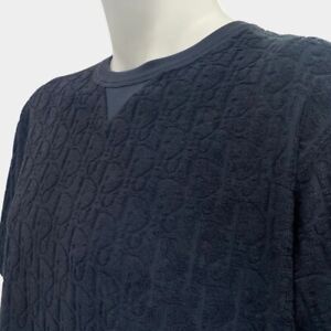 DIOR Oblique T-Shirt, Relaxed Fit Black Terry Cotton Jacquard - Size L