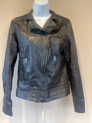 Vera Pelle куртка женщин черный размер 44 кожи резинке Bomber мотоциклиста Италии - Изображение 1 из 4