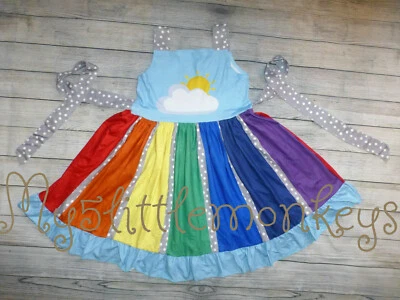 NEW Boutique Rainbow Girls Sleeveless Ruffle Twirl Dress 2T 3T 4T 5-6 7-8 10-12 - Image 1 of 4