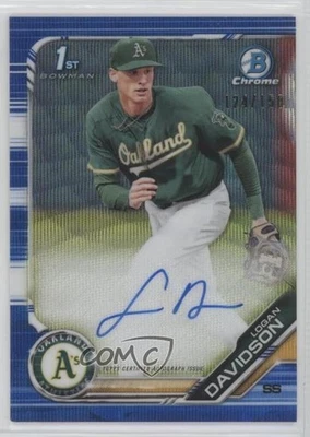 2019 Bowman Draft Chrome Pick Blue Wave Refractor /150 Logan Davidson Auto - Image 1 of 2