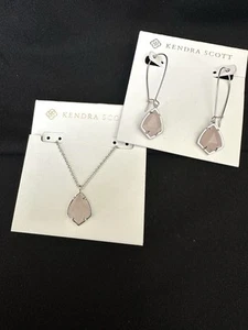 Kendra Scott Set Earrings/ Necklace /Rose/Rhodium Plated - Picture 1 of 3