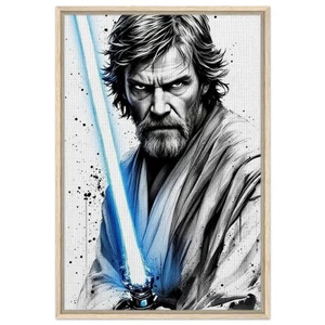 Arte de pared en lienzo con sable de luz azul Obi-Wan de Star Wars - Imagen 1 de 7