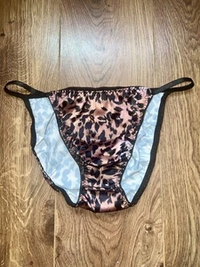 Vtg Leopard Print Satin String Sissy Bikini Panties NWOT MENS SZ Large - Picture 1 of 3