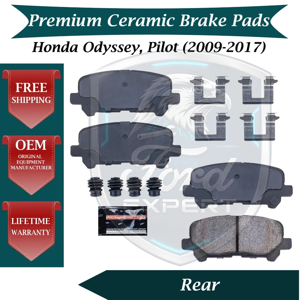 Kit de pastillas de freno traseras de cerámica premium OE para Honda Odyssey Pilot 2009-2017 Foto 1 de 4