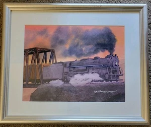 Lewis Barrett Lehrman (1933 -2023) "Sunset Fast Freight" Watercolor - Picture 1 of 9