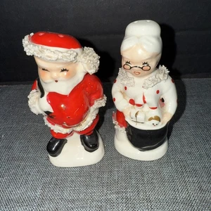 Vintage 1950’s Napco Santa Mrs Claus Spaghetti Trim Salz & Pfefferstreuer Japan - Bild 1 von 3