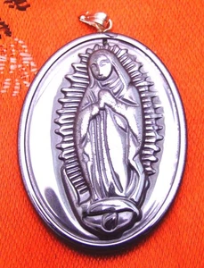 30*40mm Oval Black Mexican Catholic Virgin Mary Hematite Pendant for Women n5734 - Picture 1 of 2