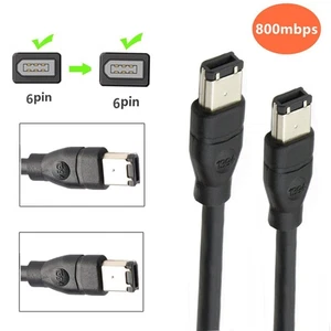 IEEE 1394 Firewire 400 6-Pin Male to Male Cable for iLINK DV Mac Printer Camera - Photo 1/5