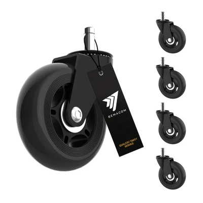 5x Bürostuhlrollen Bürostuhl Rollen Hartbodenrollen Weichbodenrollen Universal - Bild 1 von 4