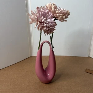 Pink Mid-Century Modern Ikebana Vase Japan Two Bud Sculpture Vase TOYO Japan - Picture 1 of 24