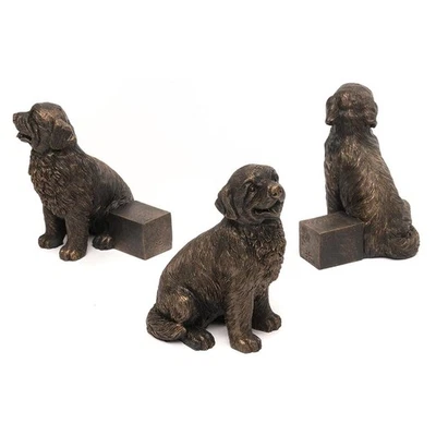 Juego de 3 adornos para macetas pies de orinal Terranova raza de perro animal color bronce Foto 1 de 2