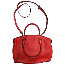 Michael Kors Riley Red Small Pebbled Leather Top Handle Satchel Crossbody Bag