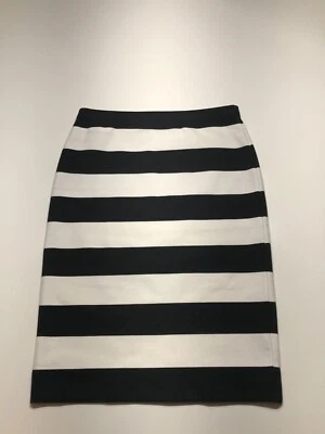Karen Kane Skirt Womens Small Black White Stripe Pull On Straight Stretch Office Foto 1 de 4