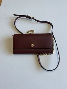 michael kors small logo Signature Clutch Wallet Crossbody On A Chain Burgundy - Picture 1 of 7