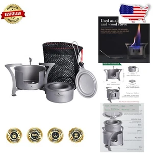 Ultralight Titanium Camping Stove Set with Multi-Fuel Options & Flame Regulator - Picture 1 of 11