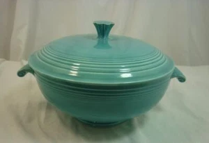 Cuenco para servir vintage con patas cubierto fiesta turquesa 1,25 qt redondo 25F093 - Imagen 1 de 12