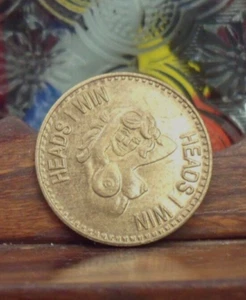 VINTAGE COIN TOKEN USA "HEADS I WIN-TAILS YOU LOSE" SIZE SEXY 24MM - Picture 1 of 2