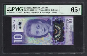 Canada 10 Dollars 2018 BC-77a Uncirculated Grade 65 - Picture 1 of 2