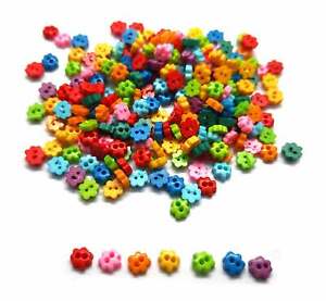 200 pcs cute tiny mini flower buttons 2 holes, doll buttons size 4 mm mix colors