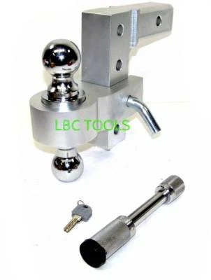 6" Aluminum Adjustable Trailer Hitch 2" Receiver Dual Balls 2" & 2-5/16" w/Hitch - Image 1 of 3