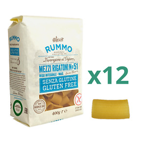 Rummo Gluten-Free Pasta, Mezzi Rigatoni No.51 - 12 x 400g  Corn & Rice Pasta 