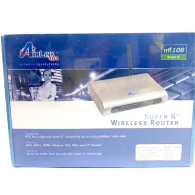 Airlink 101 Super G Wireless Router Gray 802.11a 4 Ports AR430W 108 Mbps New - Image 1 of 4