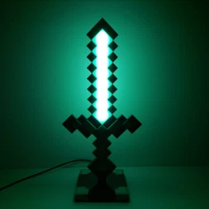Minecraft Diamond Sword Plugin Desktop Lamp With USB to Micro USB Cord Preowned - Picture 1 of 3