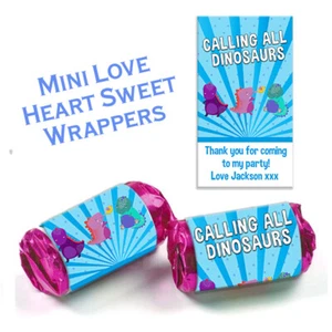 DINOSAURI PERSONALIZZATI RAGAZZA RAGAZZO AMORE CUORE INVOLUCRI BOMBONIERE COMPLEANNO BLU - Foto 1 di 1