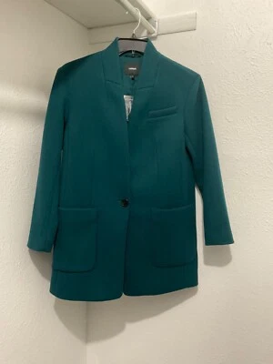 Blazer Express One Button Boyfriend JacKet talla S verde esmeralda terciopelo de gran tamaño Foto 1 de 4