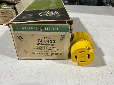 Box of 10 GE GL3433 Dyna-Mate Locking Type 4-Wire Connector 30A 250-600V, NOS - Image 1 of 4