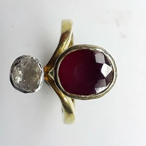 6 Carat 925 Sterling silver Handmade Gold Plated Natural Ruby Ring With Zircon - Picture 1 of 11
