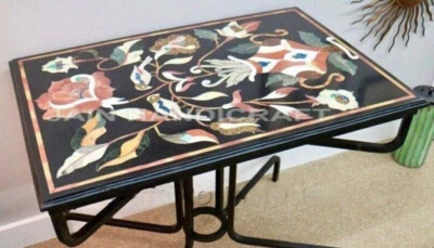 15"x18" Black Marble Dining room wall Table Top Inlay bird design Bedroom Decor - Image 1 of 4