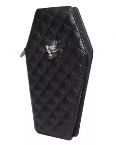 Portafoglio pochette Lux de Ville Elvira nero opaco bara gotico punk spettrale CW669BM - Foto 1 di 4