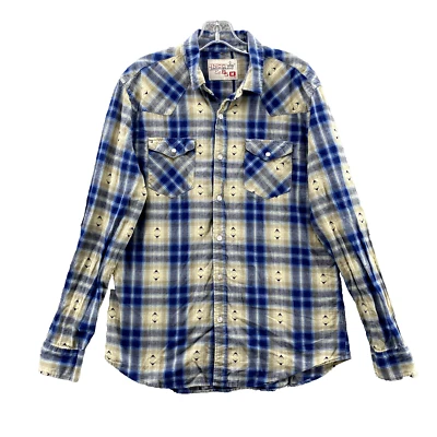 Camisa JNCO Para Hombre Mediana Azul Beige Manga Larga Con Botones Western Wear Vaquero Foto 1 de 4