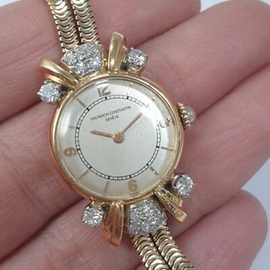 VINTAGE 18K ROSE GOLD VACHERON CONSTANTIN LADY WATCH WITH DIAMONDS CIRCA 1950 - Picture 1 of 12