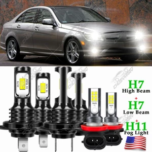 For Mercedes Benz C300-C350 2008 2009 2010 Front LED Headlight + Fog Light Bulbs - Picture 1 of 12