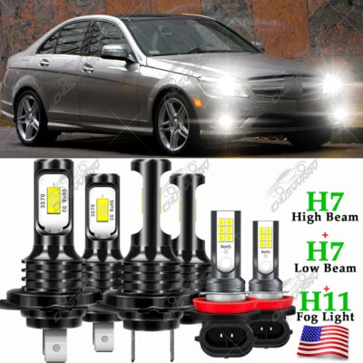 For Mercedes Benz C300-C350 2008 2009 2010 Front LED Headlight + Fog Light Bulbs - Image 1 of 4