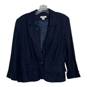 Cato Damen Blazer Jacke Einknopf Leinenmischung dunkelblau Karriere - Bild 1 von 8
