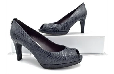 Женские туфли-лодочки Stuart Weitzman из синей змеиной кожи с открытым носком на платформе - размер 7,5 М - Изображение 1 из 4