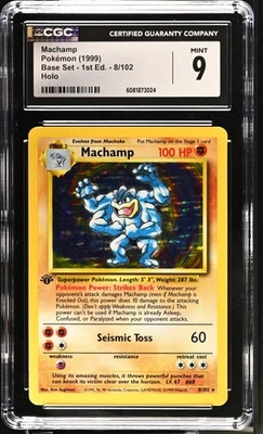 CGC 9 MINT Machamp 1999 Base Set 1st Edition 8/102 Holo Pokemon Card - Image 1 of 2