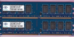 4GB 2x2GB PC2-5300 NANYA NT2GT64U8HD0BY-3C BLUE DDR2-667 DESKTOP RAM MEMORY KIT - Picture 1 of 2