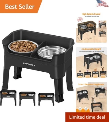 Comederos elevados para perros a prueba de desorden con cuencos de acero inoxidable y 4 ajustes de altura Foto 1 de 4