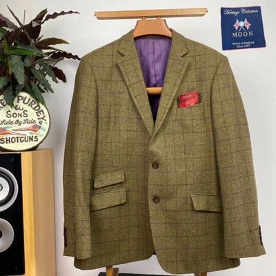 GURTEEN (46R) Ventana TWEED MOON Cuadros Lana Abrigo Deportivo Blazer Chaqueta Esquire Foto 1 de 4
