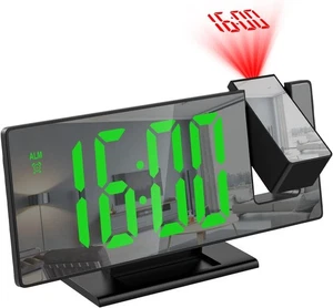 Digital Alarm Clock,Large LED Screen Bedside Alarm Clock Mirror Alarm with Brig - Picture 1 of 9