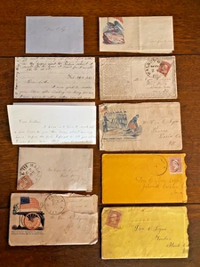 1861-69 Civil War Patriotic Covers & Letters Illinois Trains Soldiers Injuries - Picture 1 of 17