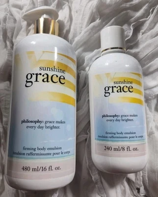 2x PHILOSOPHY SUNSHINE GRACE FIRMING BODY EMULSION 16 Oz & 8 Oz READ NEW RARE - Image 1 of 3