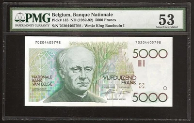 BELGIUM  5000 Francs  1982  P:145a  aUNC  (53 PMG) - Image 1 of 2