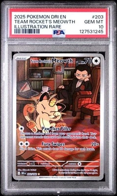 Team Rocket's Meowth 203/182 Sv10: Destined Rivals Holo PSA 10 - Image 1 of 2
