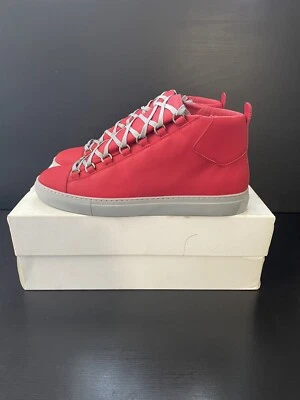 Кроссовки Balenciaga Arena высокие верхние мужские размер 44 красная кожа серые безупречные - Изображение 1 из 4