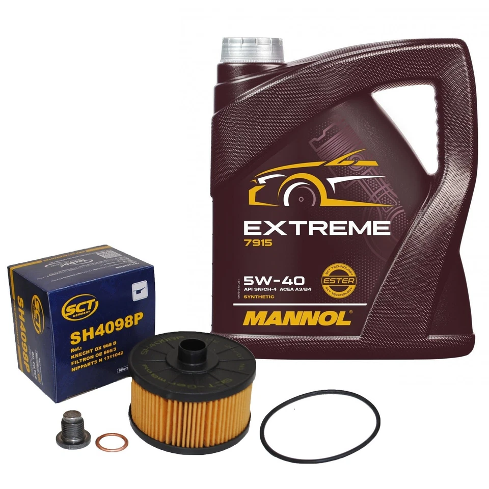 SCT ÖLFILTER mit 5L 5W40 ÖL für RENAULT CLIO MEGANE 4 SCENIC 3 DACIA DUSTER